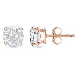 Renaissance Collection 14k Rose Gold Round CZ Over Sterling Silver Stud Earrings